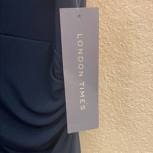 London Times Deep Blue Midi Dress - Picture 6 of 8